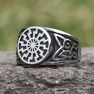 Schwarze Sonne Ring "GLITNIR" aus Edelstahl