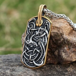 Midgardschlange Dogtag aus Edelstahl mit Kette - 60 cm