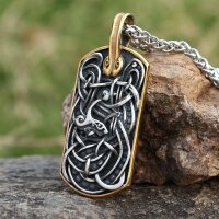 Midgardschlange Dogtag aus Edelstahl mit Kette - 60 cm