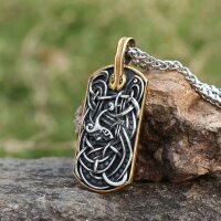 Midgardschlange Dogtag aus Edelstahl mit Kette - 60 cm