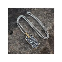Midgardschlange Dogtag aus Edelstahl mit Kette - 60 cm