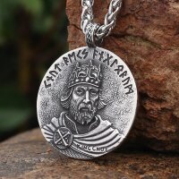 König Cnut Schmuckanhänger aus Edelstahl mit Kette - 60 cm