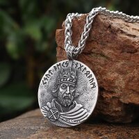 König Cnut Schmuckanhänger aus Edelstahl mit Kette - 60 cm