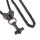 Massive Edelstahl Halskette Thors Hammer mit Fenris Wolf - Farbe Schwarz - 60 cm