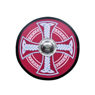 Wikingerschild mit Keltenkreuz-Motiv, handbemalt, 61 cm