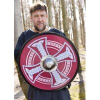Wikingerschild mit Keltenkreuz-Motiv, handbemalt, 61 cm