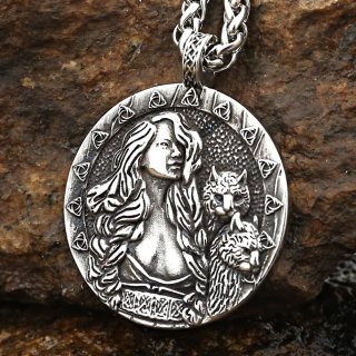 Norse Gods - Freyja Schmuckanhänger aus Edelstahl mit Kette - 60 cm