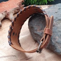 Wikinger Kunstleder Armband mit einer Midgardsschlange und Vegvisir aus einer Zinklegierung