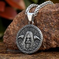Edelstahl Halskette Odin Anhänger verziert mit Hugin...