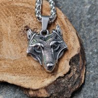Fenris Wolf Anhänger "ELIN" Halskette aus Edelstahl - 60 cm