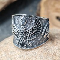 Ägyptischer Falkengott Horus Ring aus 925 Sterling...