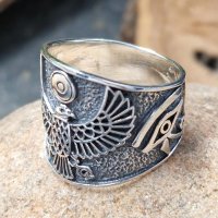 Ägyptischer Falkengott Horus Ring aus 925 Sterling Silber