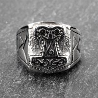 Thors Hammer Ring mit Runen aus Edelstahl 57 (18,5) / 8 US
