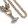 Mjölnir Anhänger mit eckiger Wolf Königskette aus Edelstahl - 60 cm - gold/silber