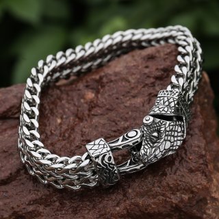Edelstahl Wikinger Armkette "AEGIR" mit der Midgardschlange