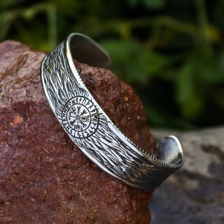 Wikinger Edelstahl Armreif verziert mit einem Vegvisir