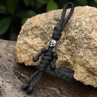 Schlüsselanhänger "KRIGR" mit Wikinger aus Paracord- Farbe Schwarz