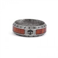 Nordischer Runen Ring "ALPTA" aus Edelstahl - Inlay Brown
