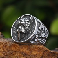 Silberfarbender Wolf Ring "KALLE" aus Edelstahl