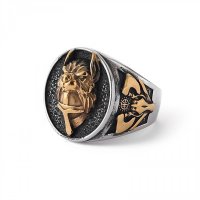 Goldfarbender Wolf Ring "SVEN" aus Edelstahl