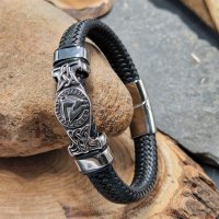 Kunstleder Armband mit Wolf aus Edelstahl