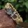 Paracord Armband "FENRIS" mit Wolfskopf aus Edelstahl - Farbe Olive
