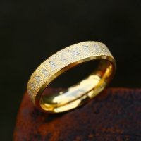 Futhark Runen Ring aus Edelstahl - Farbe Gold - 6 mm