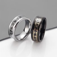 Wikinger Ring mit nordische Runen aus Wolfram - Farbe Silber
