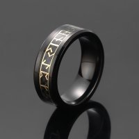 Wikinger Ring mit nordische Runen aus Wolfram - Farbe...