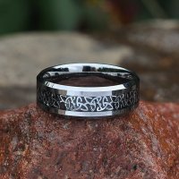 Wikinger Ring aus Wolfram mit keltische Knoten- 8mm