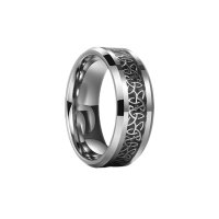 Wikinger Ring aus Wolfram mit keltische Knoten- 8mm