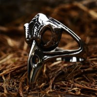 Rabenschädel Ring "KITKUN" aus Edelstahl