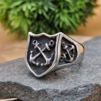 Silberfarbender Anker "ELINO" Ring  aus Edelstahl