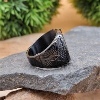 Thors Hammer Ring "OLIN" verziert mit Runen aus Edelstahl