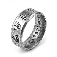 Leuchtender Wikinger Runen Ring "LOKI" aus Edelstahl