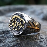 Goldfarbender Germanischer Edelstahl Ring mit einem...