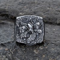 Odin Ring mit Huginn und Muninn aus Edelstahl