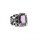 Fleur-de-Lys Ring aus Edelstahl mit violetten Glasstein