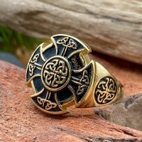 Celtic Cross Ring "AMBIA" aus Edelstahl - Farbe...