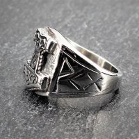 Thors Hammer Ring mit Runen aus Edelstahl
