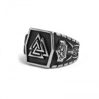 Valknut & Mjölnir Ring – Norse Signet Ring in Stainless Steel