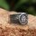 Runvaldr – Stainless Steel Ring with Valknut and Norse Ornamentation