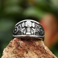 Skjöldrhamarr – Edelstahlring mit Thors Hammer...
