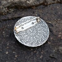 Vegvísir – Round Stainless Steel Brooch with...