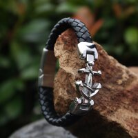 Geflochtenes Armband mit Edelstahl-Anker &...