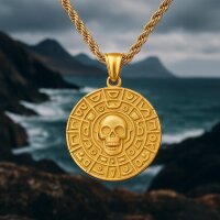 Cursed Coin – Gold Stainless Steel Skull Pendant...