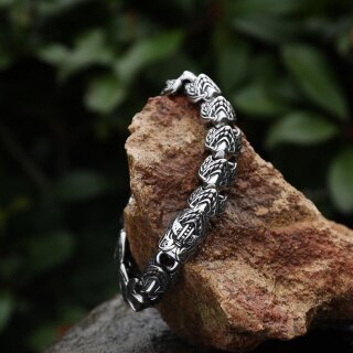 Ouroboros – Die ewige Schlange (Antik-Silber) (Edelstahl-Armkette)