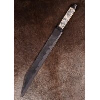 Wikinger-Langsax, Knochengriff mit nordischen Raben Hugin und Munin