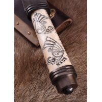 Wikinger-Langsax, Knochengriff mit nordischen Raben Hugin und Munin
