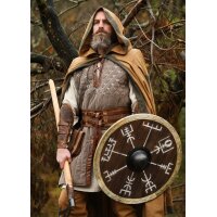 Viking Round Shield “VEGVÍSIR” in Wood – with Wayfinder Symbol and Rawhide Rim